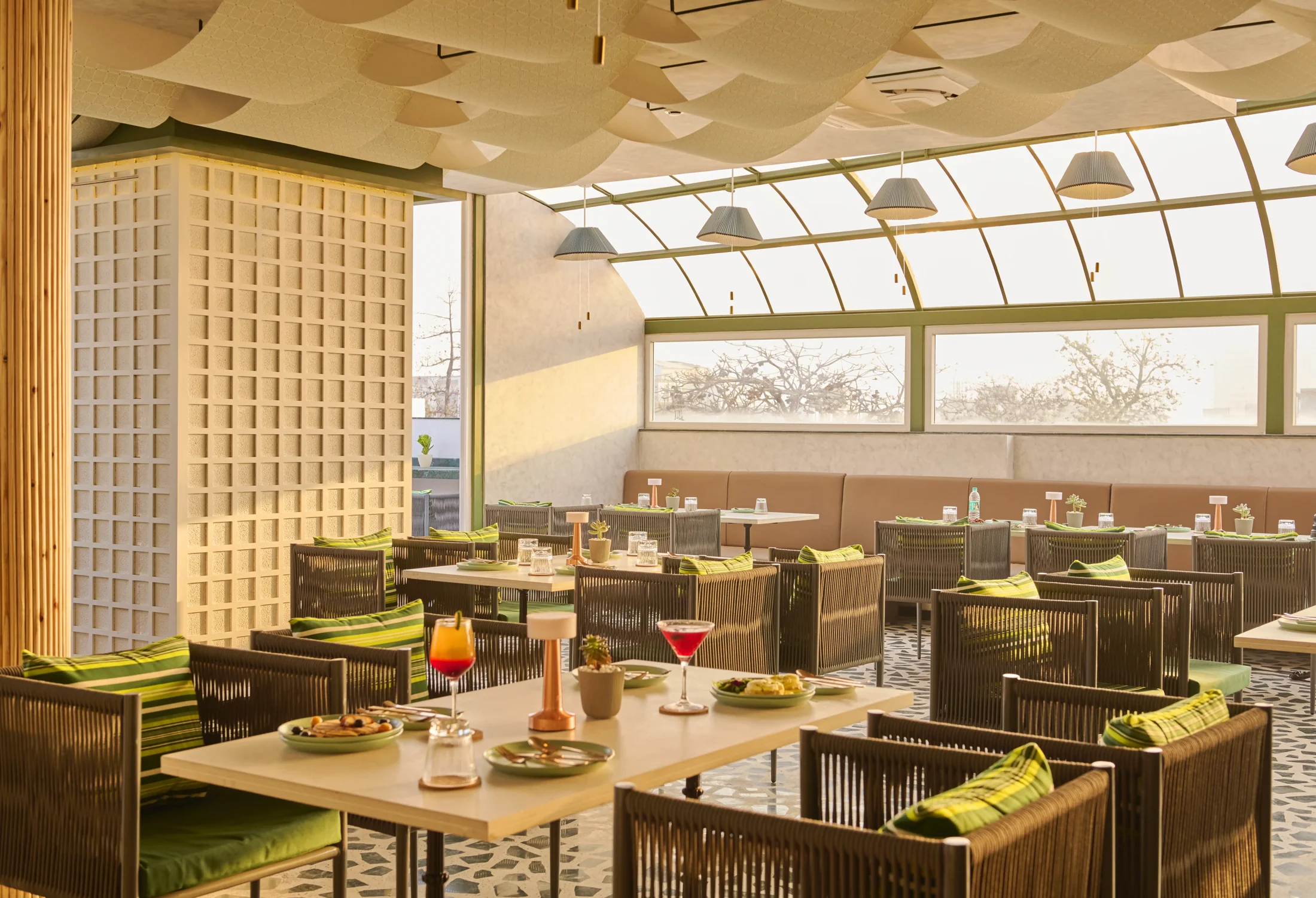 Cabami’s rooftop dining tables
